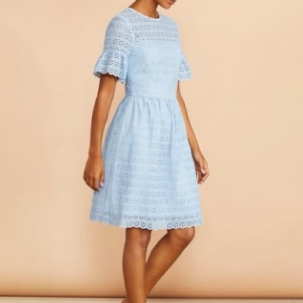 Brooks Brothers Red Fleece Powder Blue Cotton Eyelet Dress- Sz. 4